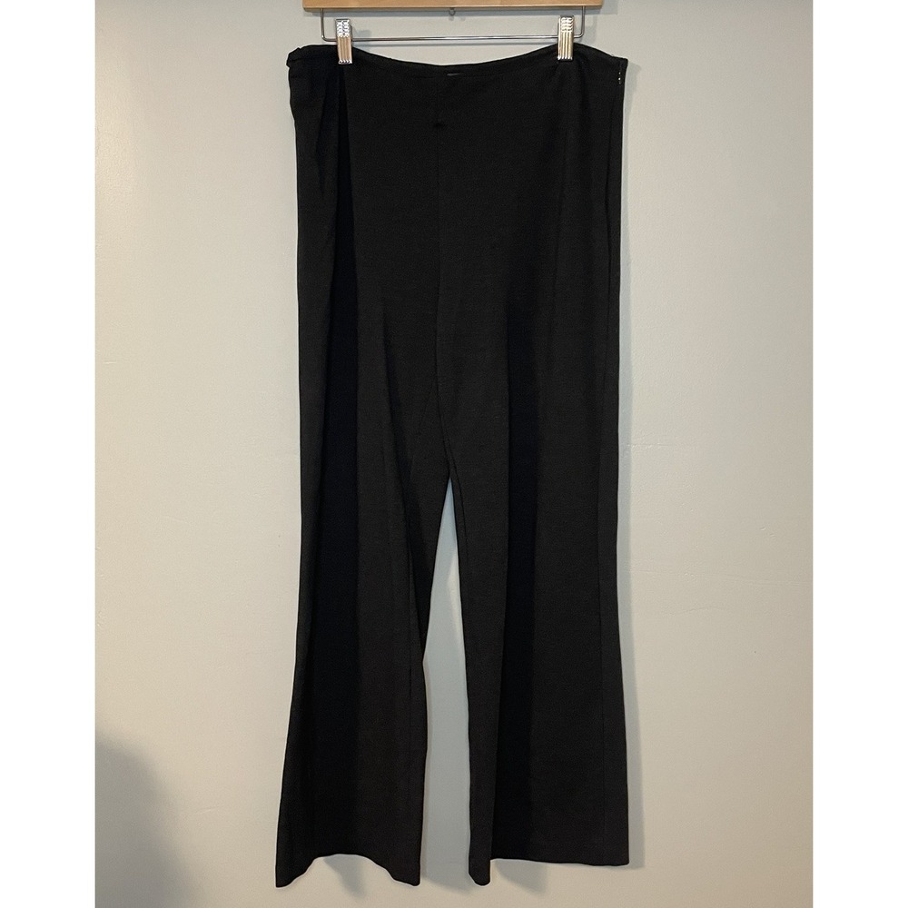 J. McLaughlin Pants Women's‎ 12 Gray Stretch Knit High Rise Wide Leg Side Zip